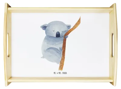 Produktbild von Mr. & Mrs. Panda Tablett Koalabär - Weiß - Geschenk, Deko, Bär, schlafen, Serviertablett, Traum, sofatablett, kaffeetablett, Schlafzimmer, Gute Laune, Koala, Traumland