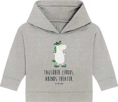 Produktbild von Mr. & Mrs. Panda Organic Baby Hoodie Einhorn Joker 12. - 18. Monat - Heather Grey - Geschenk, Hofnarr, Unicorn, Kasper, Mittelalter, Kapuzensweatshirt, Einhörner