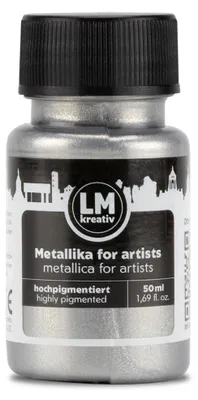 Produktbild von LM-Kreativ Metallika for Artists 50 ml, Silber – hochpigmentierte Metallic-Acrylfarbe für Holz, Leinwand, Keramik & Glas