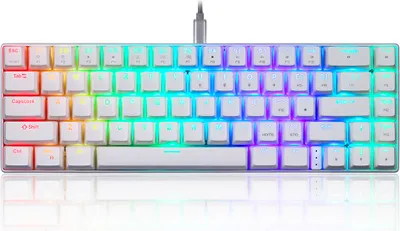 Obrázek produktu pro Mechanická klávesnice Motospeed CK67 s 67 klávesami, světelný efekt RGB | ABS klávesy | ergonomický design | modré spínače Kailh, bílá