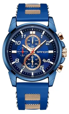 Image de Montre homme SANDA CK-41816 bleue avec date KP41816