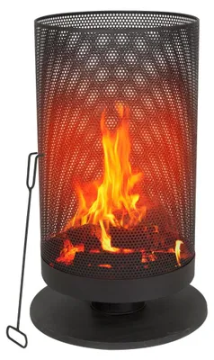 Produktbild von BBQ Collection Feuertonne mit Funkenschutz Feuerkorb 44,5 x 72,5 cm - Terassenofen mit Schürhaken - Feuerstelle Outdoor für Garten und Terrasse - Kohlenstoffstahl