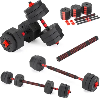 Obrázok produktu pre Gymtek® nastaviteľná sada činiek 30kg - sada činiek - 2x úchyt činky + pripojenie činky - 4x 2,5kg, 4x 2kg, 4x 1,5kg, 4x 1,25kg