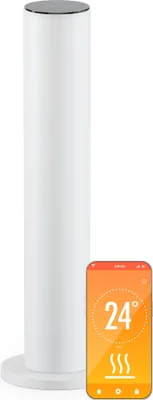 Obrázok produktu pre Blumfeldt SmartFlow Tower infračervený ohrievač 700 W - 360° ohrev, nehrdzavejúca oceľ, ovládanie cez WLAN a aplikáciu, termostat, ochrana proti prehriatiu, detská poistka, dotykové ovládanie, ideálny pre miestnosti do 14 m², biely