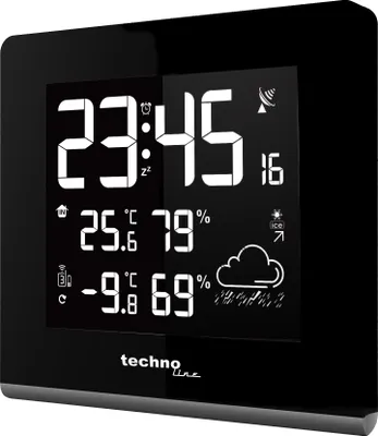 Produktbild von Technoline WS 9065, Schwarz, Innen-Hygrometer, Innen-Thermometer, Außen-Hygrometer, Außen-Thermometer, F, °C, 30 m, 433 MHz, Wechselstrom/Batterie