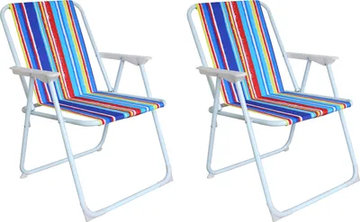 Produktbild von 2er Campingstuhl Outdoor Klappstuhl Gartenstuhl Regenbogen gestreift