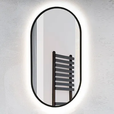 Produktbild von Badezimmer LED Spiegel, oval, in schwarz MIRROR-56, B/H/T ca. 50/90/3,5 cm