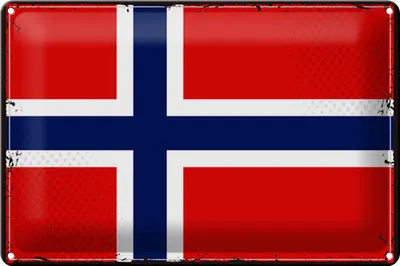 Produktbild von Blechschild Flagge Norwegen 30x20cm Retro Flag Norway