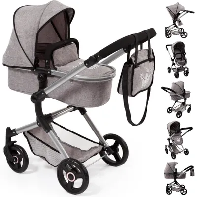 Image de Poussette de poupée combinée Vario grise