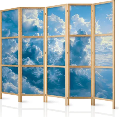 Zdjęcie produktu dla Parawan japoński Tła i desenie 225x172 cm 5-częściowy niebieski