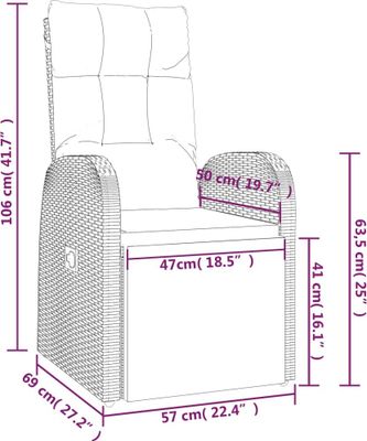 vidaXL Garten-Liegestuhl mit Auflage Poly Rattan Schwarz