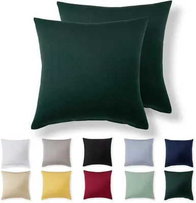 Produktbild von Kissenbezug-Set, 2 Stück - 80 x 80 cm - Waldgrün - 100% Baumwolle