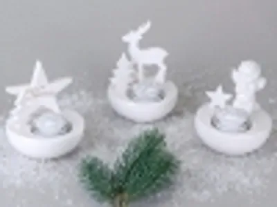 Produktbild von Teelichtleuchter weiss sortiert 1 von 3 Modellen Wichtelprsent