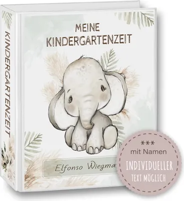 Produktbild von Kindergarten Ordner personalisiert mit Namen und Wunschtext Safaro Elefant - Meine Kindergartenzeit Kindergartenordner Sammelordner Junge Mädchen