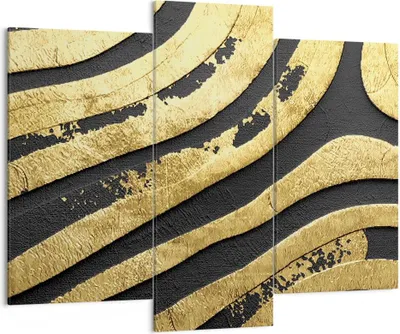 Produktbild von Bild auf Leinwand - Leinwandbild - 3 Teile - Abstraktion dreidimensional Gold - 130x100cm - Wand Bild - Wanddeko - Wandbilder - Leinwanddruck - Bilder - Wanddekoration - Leinwand bilder CB130x100-4461