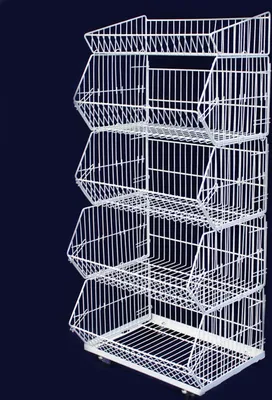 Produktbild von 5er Stapelkörbe Gitterkorb Wühlkorb Verkaufständer Warenständer weiss