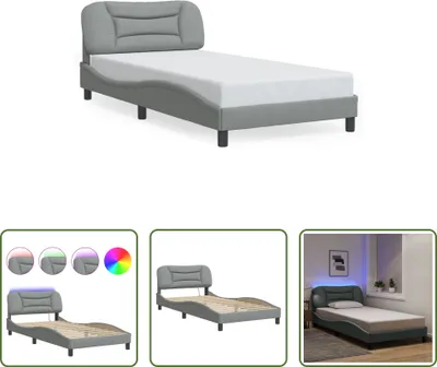 Produktbild von The Living Store Bettgestell mit LED Hellgrau 100x200 cm Stoff