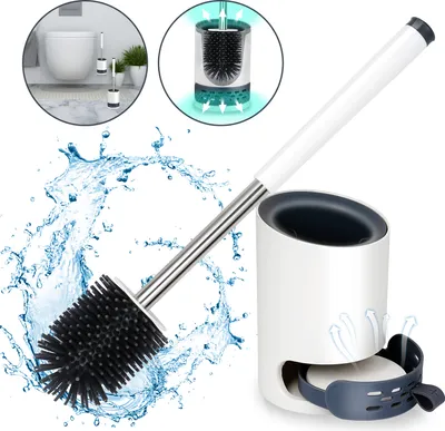 Obrázek produktu pro Fiqops WC štětka WC štětka Silikonová WC štětka Sada kartáčů pro montáž na stěnu Kartáč