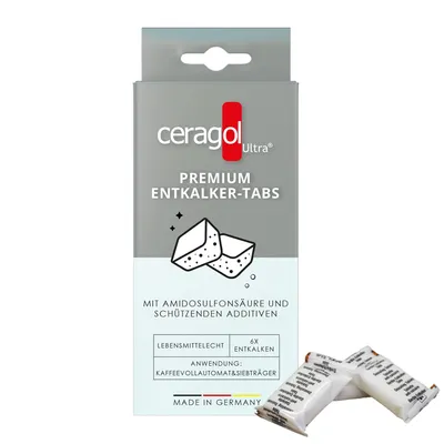 Produktbild von ceragol ultra Entkalker Tabs für alle Kaffeevollautomaten, Siebträgermaschinen und Dusch-WC, 6 Stück