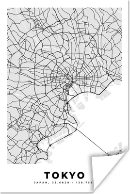 Produktbild von MuchoWow® Poster Tokio - Stadtplan - Schwarz und weiß - Karte 80x120 cm - Papierdruck