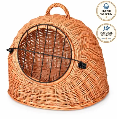 Obrázek produktu pro Proutěná přepravka pro kočky a malá zvířata 50 × 41 × 40 cm