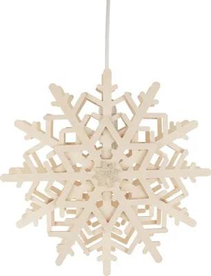 Produktbild von Fensterbild Schneekristall mit elektrischer Beleuchtung natur BxHxT 29x29x8cm NEU