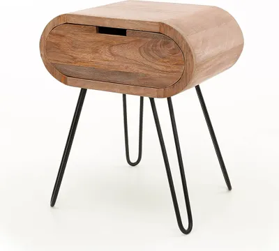 Produktbild von KAWOLA Nachttisch BAEL Beistelltisch Mangoholz massiv braun 1 Schublade