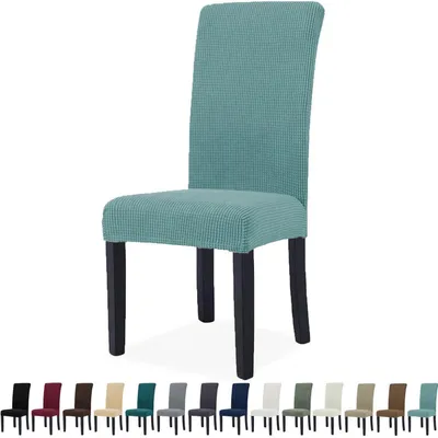 Immagine prodotto di Set di 2 coprisedie, fodere elastiche per sedie, colore azzurro chiaro, lavabili