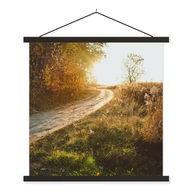 Produktbild von MuchoWow® Textilposter Weg - Natur - Baum 90x90 cm mit schwarzem Rahmen - Magnetisches