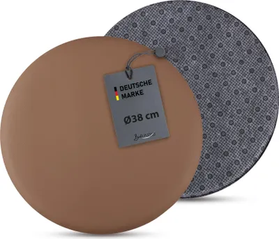 Produktbild von Bestlivings Stuhlkissen braun ⌀ 38 cm Kunstleder mit Anti-Rutsch, Sitzauflage für Zuhause, Büro und Garten, ideal für Komfort und Stil