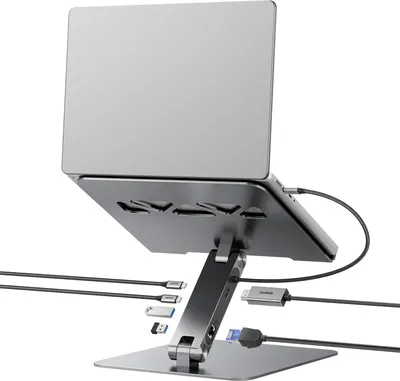 Produktbild von BENFEI Laptop Ständer mit 6-in-1 USB C Dockingstation: HDMI (4K@60Hz), Gigabit-LAN, 100W Power Delivery, 10Gbps (1x USB-