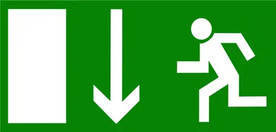Produktbild von Rettungsweg Symbolschild Fluchtweg / Notausgang Pfeil unten DIN Kunststoffplatte 300x150mm