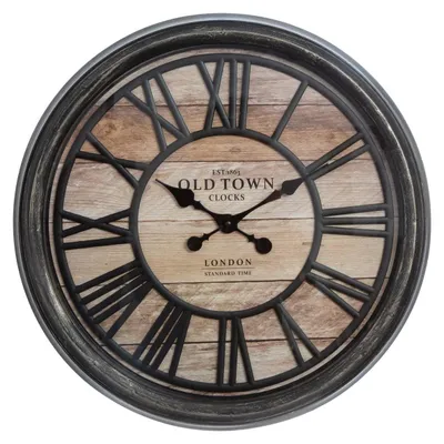 Wanduhr Retro Industrie-Stil Ø 50 cm braun