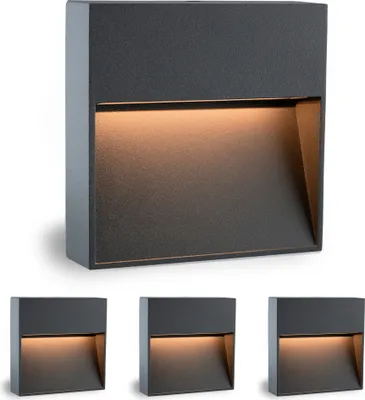 Produktbild von SSC-LUXon 4 Stück LED Design Wandleuchte KEILA anthrazit - Wand- & Treppenleuchte IP54 für Außen & Innen 1,7W warmweißes Licht