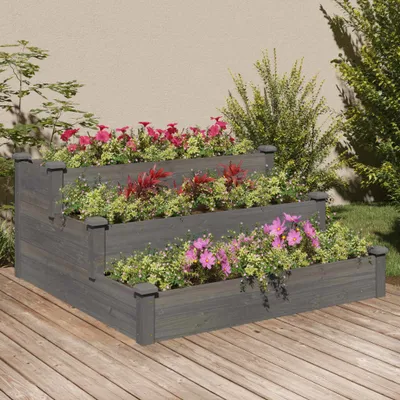 Produktbild von The Living Store Hochbeet Grau 120x120x56 cm Massivholz Tanne