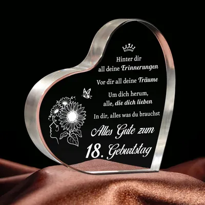 Immagine prodotto di Decorazione per la tavola a forma di cuore in acrilico, ideale come regalo per una ragazza per il suo diciottesimo compleanno, o come fermacarte