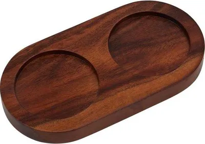 Produktbild von Holzdiensttablett mit Pfeffermühle und Salzstreuer aus Akazienholz