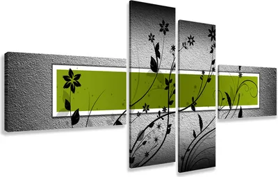 Produktbild von 160 x 70 cm Bild auf Leinwand abstrakt grau grün 6534-VKF deutsche Marke und Lager - fertig gerahmt , exklusive Markenware von Visario