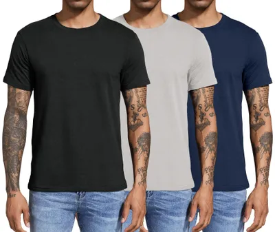 Imagen del producto de Solidchoice - Pack de 3 camisetas de algodón de manga corta en /gris/azul marino