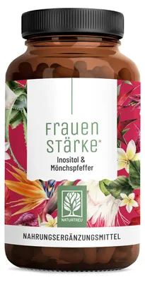 Produktbild von PMS Komplex mit Mönchspfeffer & Inositol - FRAUENSTÄRKE - 90 vegane Zyklus Kapseln - NATURTREU®