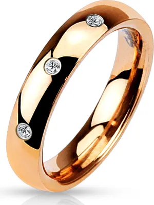 Produktbild von Damen Herren Ring Edelstahl Partnerring Ehering Zirkonia Kristalle rosegold 49 - Ø 15,70 mm 4 mm