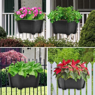Obrázek produktu pro 25cm sada 4 závěsných květináčů na zeď v retro stylu závěsné květináče na balkon, plot, zahradu, venkovní, vnitřní - tmavá káva