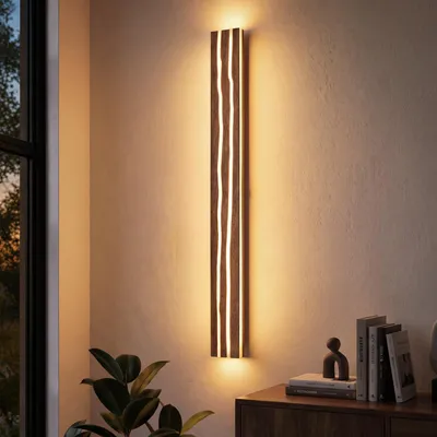 Productafbeelding van LED-wandlamp van hout 100 cm, moderne wandlamp voor binnen, 3000K, 16W