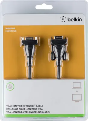 Zdjęcie produktu dla Belkin F2N025BT3M, 3 m, VGA (D-Sub), VGA (D-Sub), Męska, Żeńska, Czarny