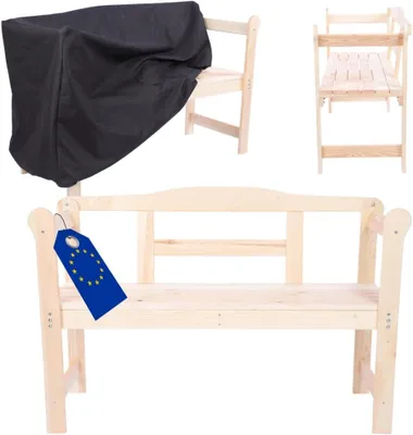 Produktbild von MODO24 Gartenbank Holz, 2-Sitzer, Schutzhülle Cordura, Friesenbank, Parkbank, Massivholz, 46x118x78 cm, Natur unbehandelt, G01