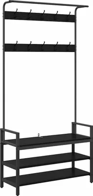 Obrázek produktu pro vidaXL Věšák na kabáty černý v dubovém vzhledu 95 x 34 x 184 cm