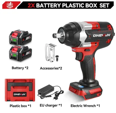 Immagine prodotto di Avvitatore a impulsi - Batteria da 18 V - Attacco quadrato da 1,27 cm - Coppia 1800 Nm - Motore brushless - Colpi/min 7200 - Due batterie - Arancione