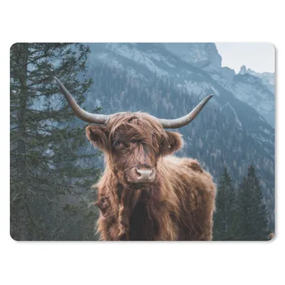 Produktbild von MuchoWow® Mauspad Mousepad Schottische Highlander - Wald - Berge 23x19 cm - Mousepads - Maus Mat - Pad - Mausunterlage - Schreibtischunterlage - Mauspad