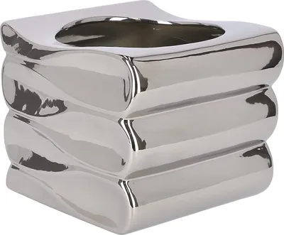 Productafbeelding van KOTARBAU® Bloempot bloemenvaas van keramiek zeegolven geglazuurd 15 cm zilver