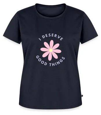 Produktbild von Spreadshirt I Deserve Good Things Statement Hippie Spruch Blumen Frauen Premium T-Shirt, 4XL, Navy